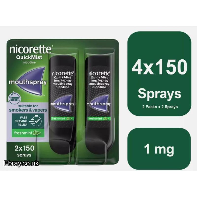 4X NICORETTE QUICK MIST FRESHMINT 1MG SPRAY BRAND NEW SEALED CHEAPEST SPRAY ONLINE REGISTER TO BUYNOW!