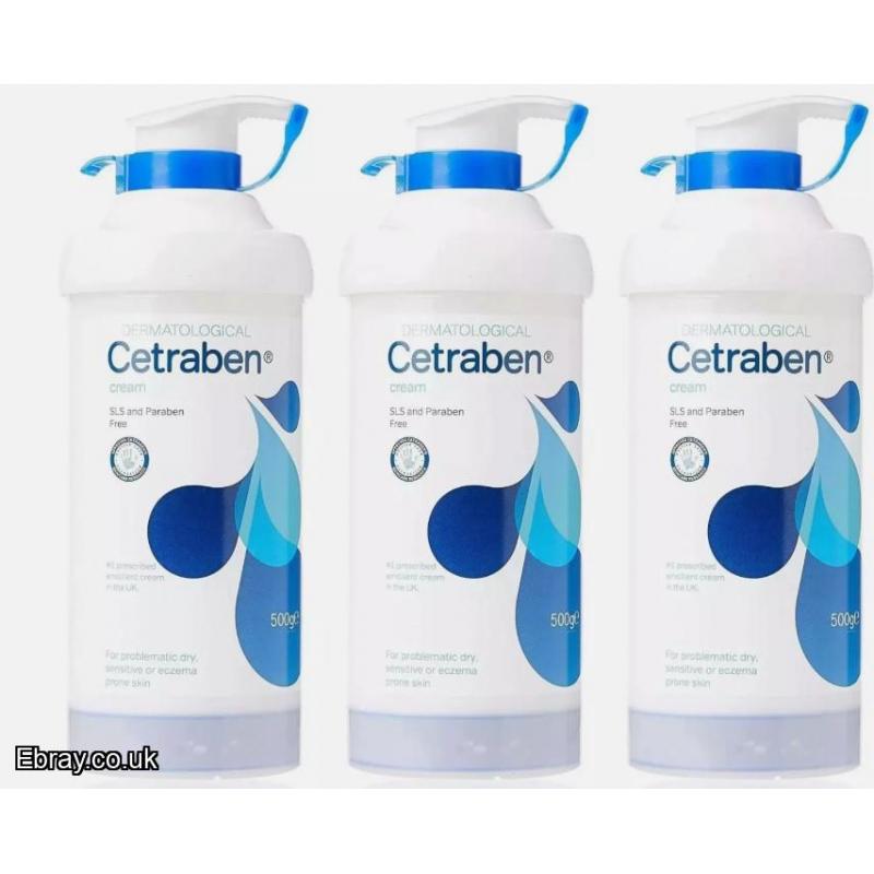 Cetraben Emollient Cream Relieves Dry Skin Eczema 500g Pack Of 3 Brand New