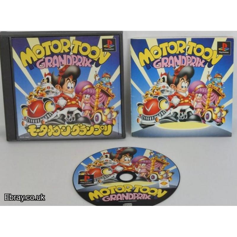 MOTOR TOON GRAND PRIX PS1 Japan import. UK seller. VERY RARE GAME Complete with manual and stickers