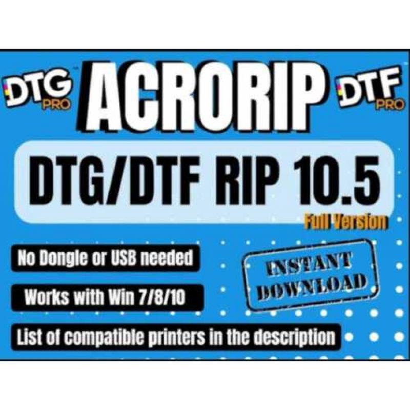 AcroRIP 10.5 - DTG UV RIP - Windows - Dongle Free