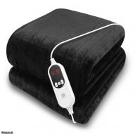 ELECTRIC HEATED THROW OVER BLANKET BLACK SOFT FLEECE WASHABLE 160cm x 120cm Brand New Boxed  Fast UK Post