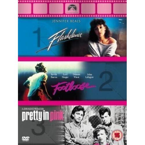 3 FILM BOXSET FLASHDANCE FOOTLOOSE PRETTY IN PINK 3 CLASSIC FILMS BRAND NEW SEALED
