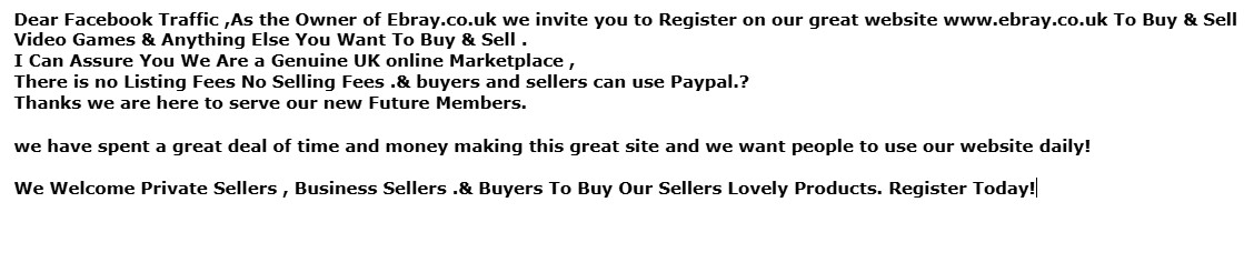 Facebook Message to gain new buyers and sellers